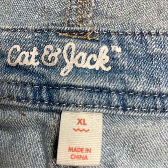 CAT & JACK, Juniors/Girls XL, Bib Overalls, Denim, Blue, Button Straps,4 Pockets - Picture 3 of 10